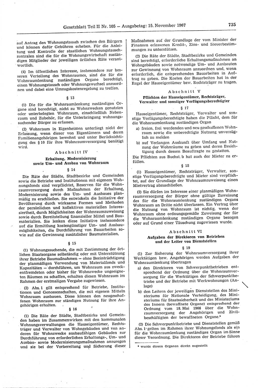 Gesetzblatt (GBl.) der Deutschen Demokratischen Republik (DDR) Teil ⅠⅠ 1967, Seite 735 (GBl. DDR ⅠⅠ 1967, S. 735)