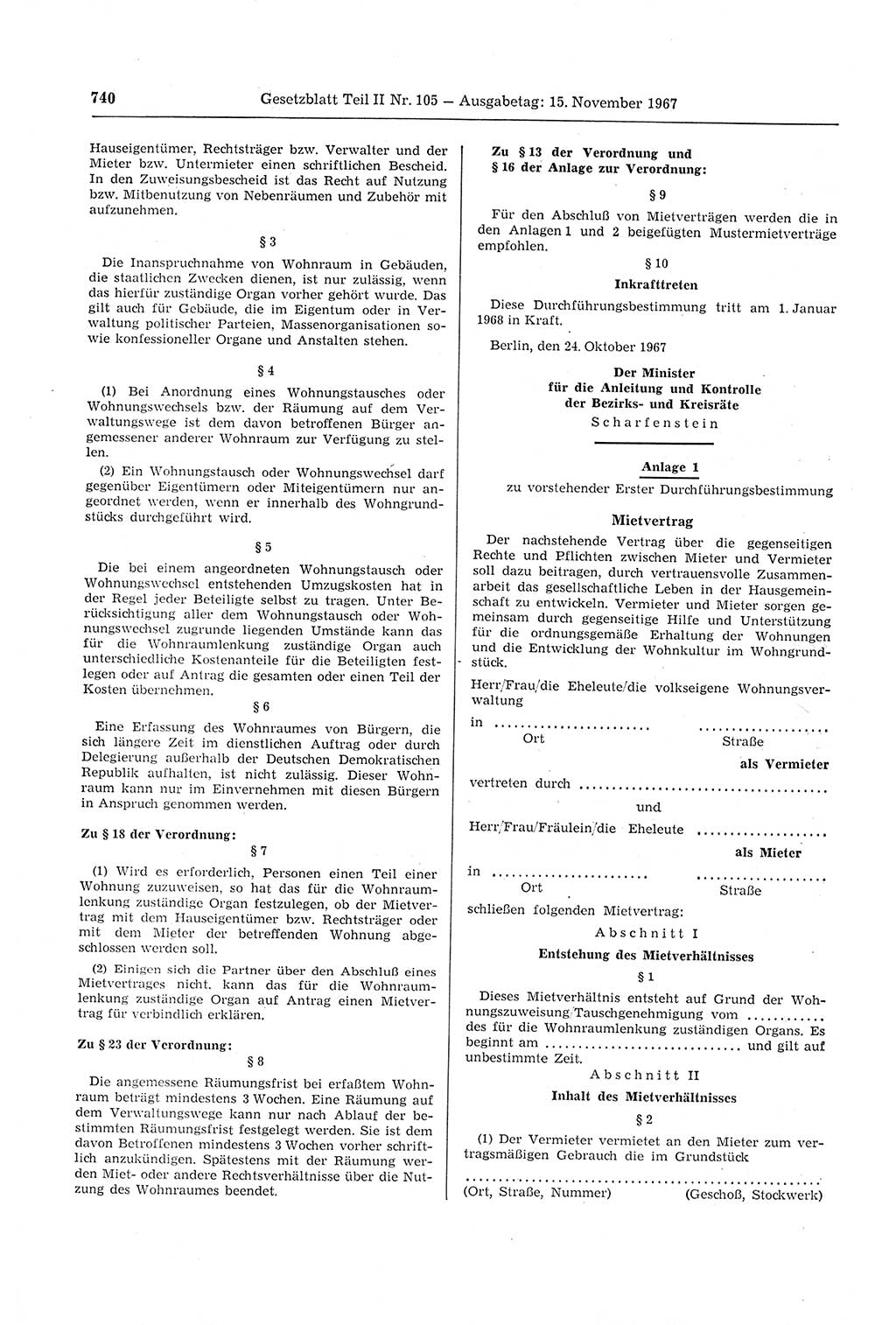 Gesetzblatt (GBl.) der Deutschen Demokratischen Republik (DDR) Teil ⅠⅠ 1967, Seite 740 (GBl. DDR ⅠⅠ 1967, S. 740)
