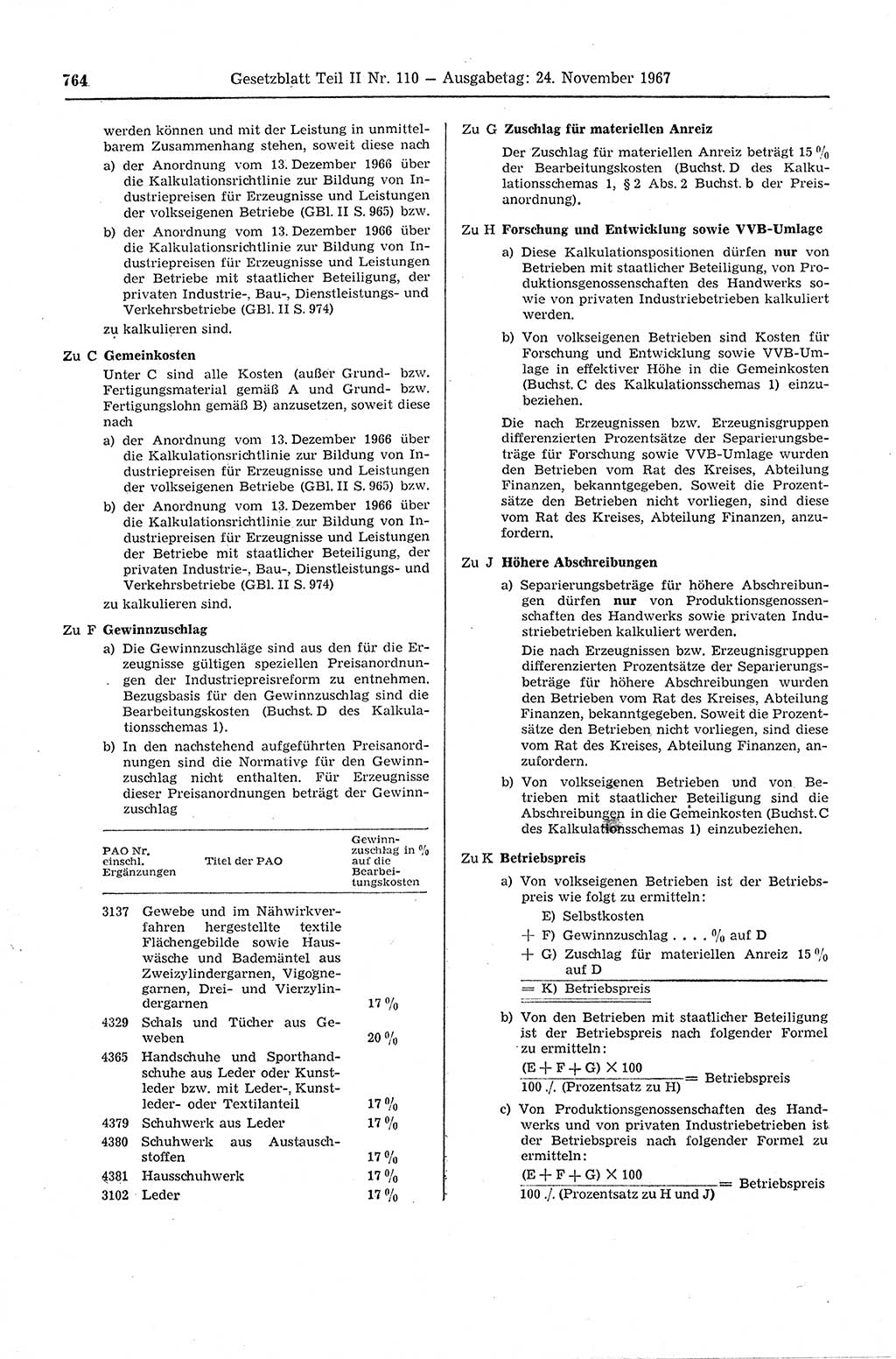 Gesetzblatt (GBl.) der Deutschen Demokratischen Republik (DDR) Teil ⅠⅠ 1967, Seite 764 (GBl. DDR ⅠⅠ 1967, S. 764)