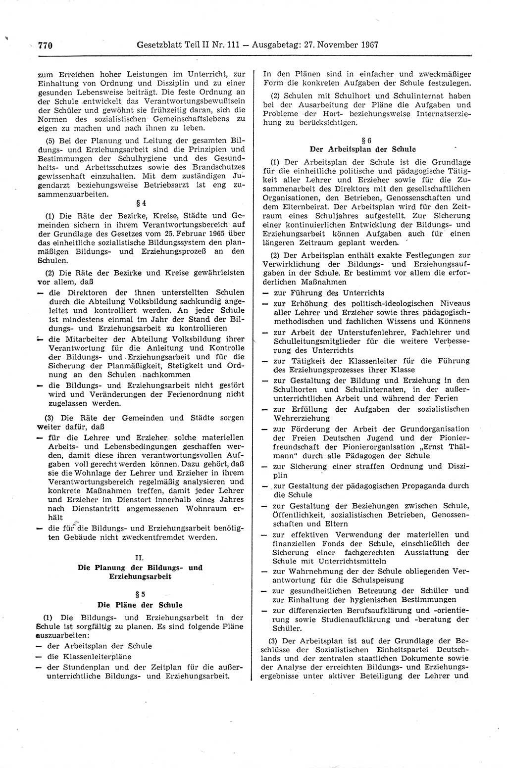 Gesetzblatt (GBl.) der Deutschen Demokratischen Republik (DDR) Teil ⅠⅠ 1967, Seite 770 (GBl. DDR ⅠⅠ 1967, S. 770)