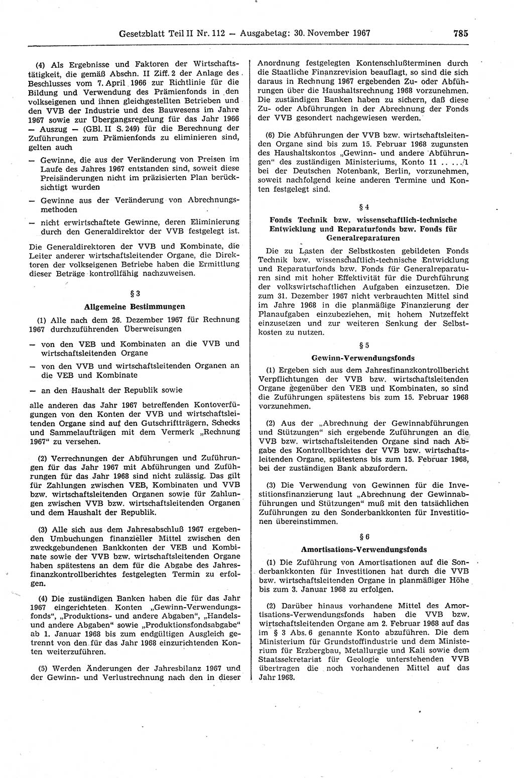 Gesetzblatt (GBl.) der Deutschen Demokratischen Republik (DDR) Teil ⅠⅠ 1967, Seite 785 (GBl. DDR ⅠⅠ 1967, S. 785)