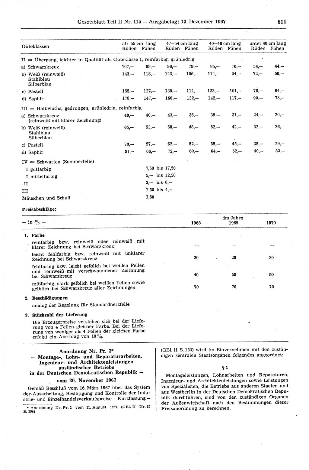 Gesetzblatt (GBl.) der Deutschen Demokratischen Republik (DDR) Teil ⅠⅠ 1967, Seite 811 (GBl. DDR ⅠⅠ 1967, S. 811)