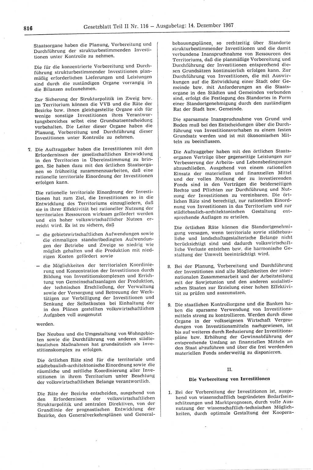 Gesetzblatt (GBl.) der Deutschen Demokratischen Republik (DDR) Teil ⅠⅠ 1967, Seite 816 (GBl. DDR ⅠⅠ 1967, S. 816)