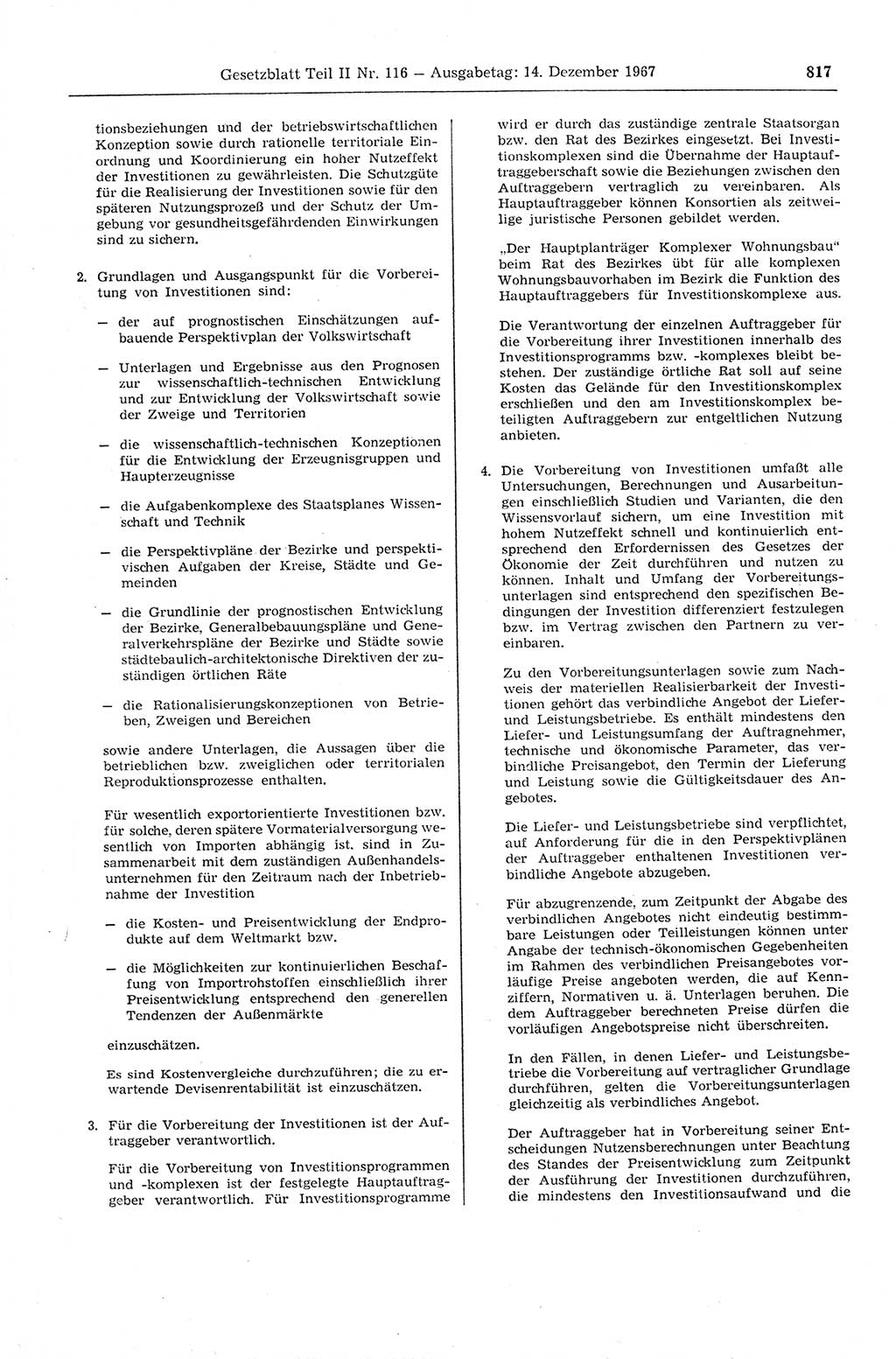 Gesetzblatt (GBl.) der Deutschen Demokratischen Republik (DDR) Teil ⅠⅠ 1967, Seite 817 (GBl. DDR ⅠⅠ 1967, S. 817)