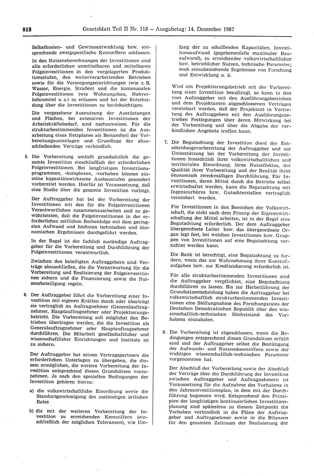 Gesetzblatt (GBl.) der Deutschen Demokratischen Republik (DDR) Teil ⅠⅠ 1967, Seite 818 (GBl. DDR ⅠⅠ 1967, S. 818)