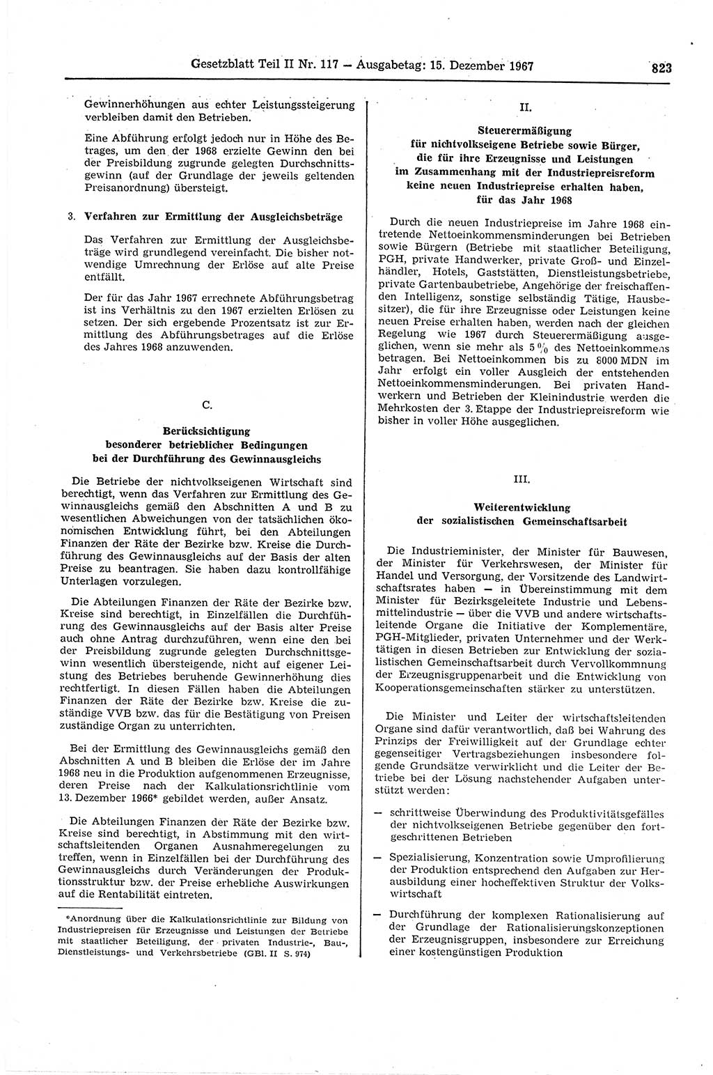 Gesetzblatt (GBl.) der Deutschen Demokratischen Republik (DDR) Teil ⅠⅠ 1967, Seite 823 (GBl. DDR ⅠⅠ 1967, S. 823)