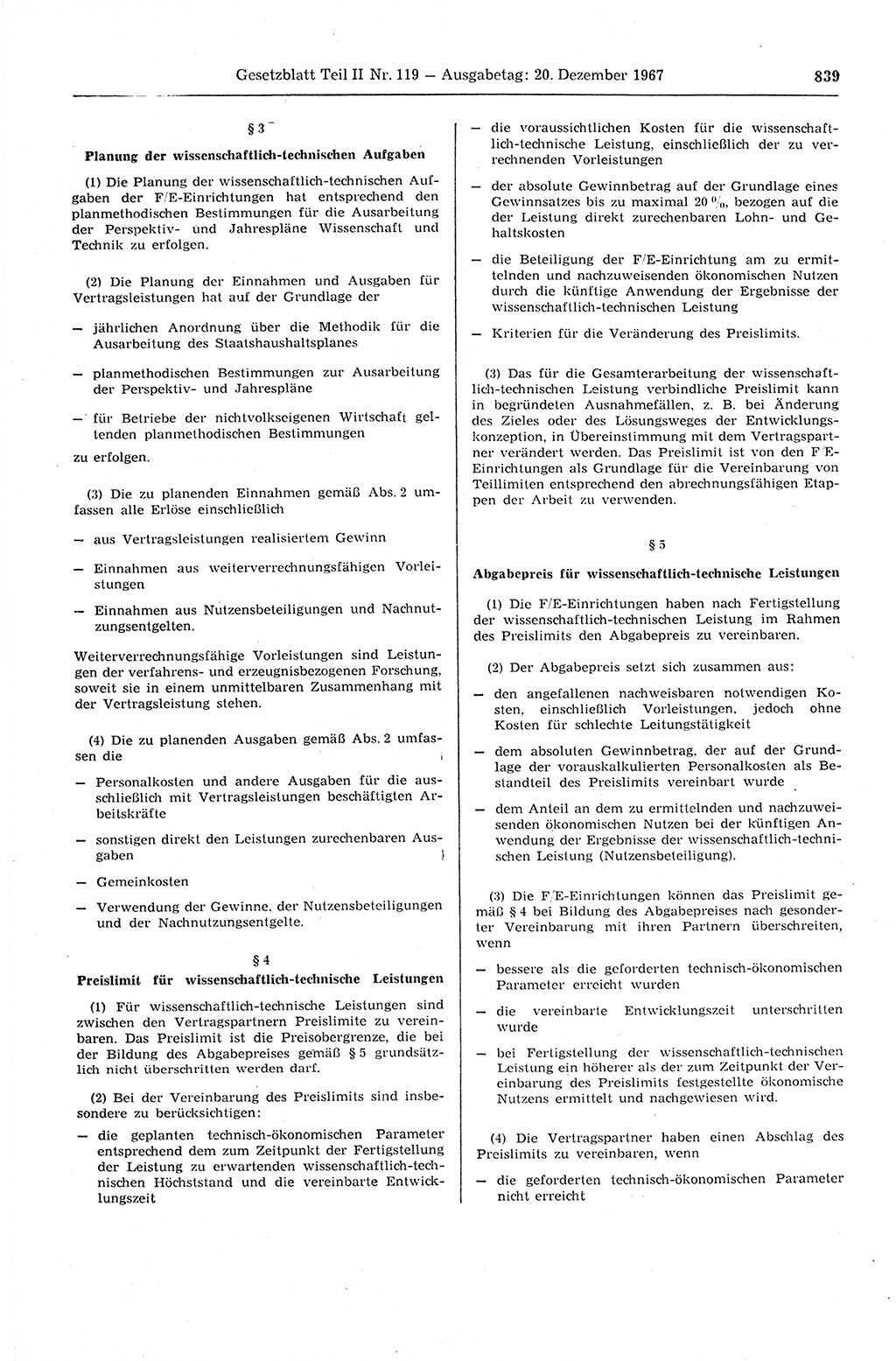 Gesetzblatt (GBl.) der Deutschen Demokratischen Republik (DDR) Teil ⅠⅠ 1967, Seite 839 (GBl. DDR ⅠⅠ 1967, S. 839)