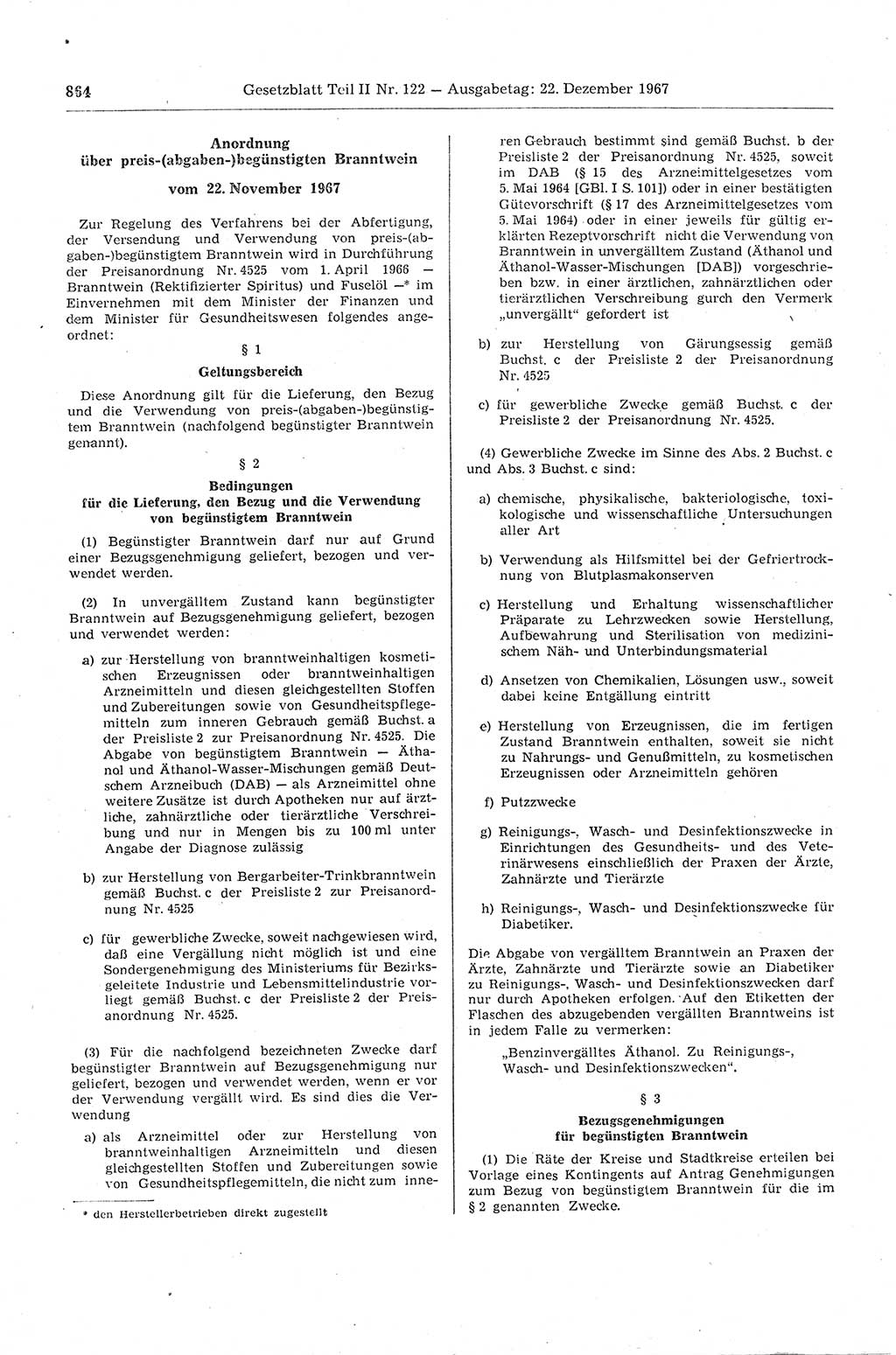 Gesetzblatt (GBl.) der Deutschen Demokratischen Republik (DDR) Teil ⅠⅠ 1967, Seite 864 (GBl. DDR ⅠⅠ 1967, S. 864)