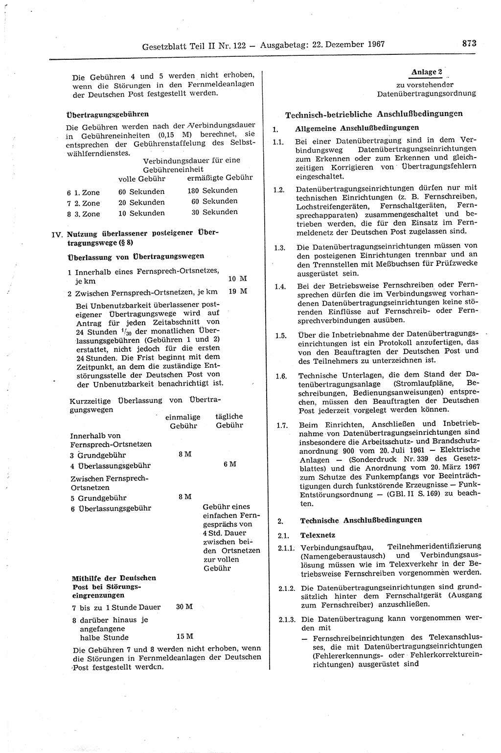 Gesetzblatt (GBl.) der Deutschen Demokratischen Republik (DDR) Teil ⅠⅠ 1967, Seite 873 (GBl. DDR ⅠⅠ 1967, S. 873)