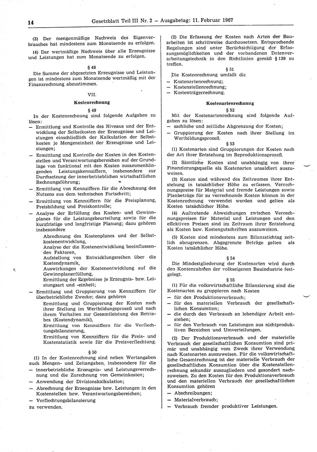 Gesetzblatt (GBl.) der Deutschen Demokratischen Republik (DDR) Teil ⅠⅠⅠ 1967, Seite 14 (GBl. DDR ⅠⅠⅠ 1967, S. 14)