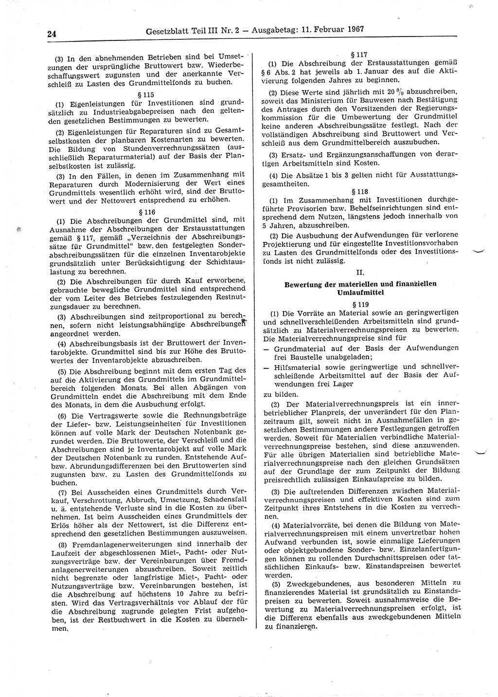 Gesetzblatt (GBl.) der Deutschen Demokratischen Republik (DDR) Teil ⅠⅠⅠ 1967, Seite 24 (GBl. DDR ⅠⅠⅠ 1967, S. 24)