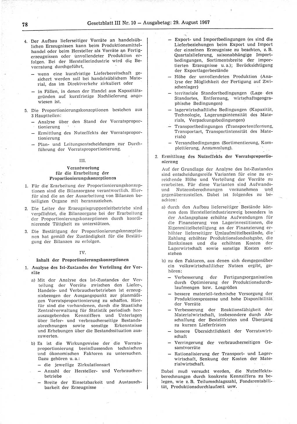 Gesetzblatt (GBl.) der Deutschen Demokratischen Republik (DDR) Teil ⅠⅠⅠ 1967, Seite 78 (GBl. DDR ⅠⅠⅠ 1967, S. 78)