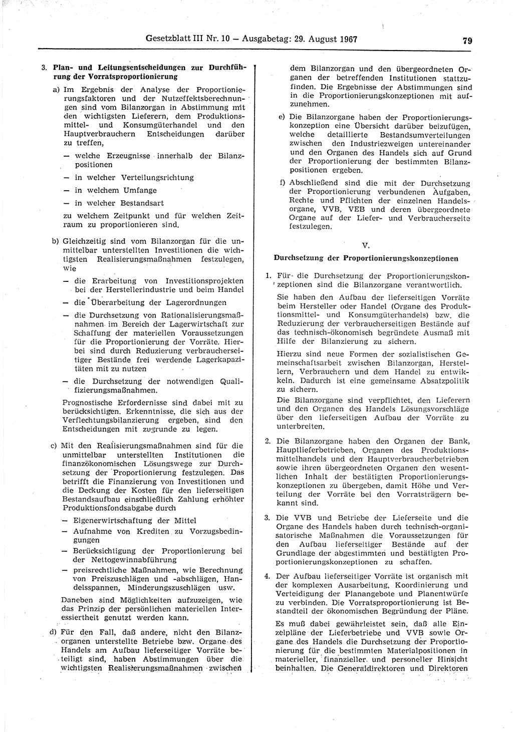 Gesetzblatt (GBl.) der Deutschen Demokratischen Republik (DDR) Teil ⅠⅠⅠ 1967, Seite 79 (GBl. DDR ⅠⅠⅠ 1967, S. 79)