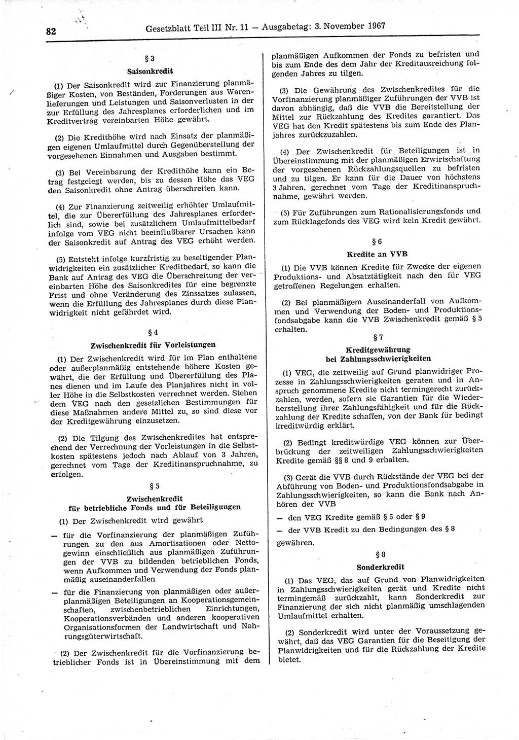 Gesetzblatt (GBl.) der Deutschen Demokratischen Republik (DDR) Teil ⅠⅠⅠ 1967, Seite 82 (GBl. DDR ⅠⅠⅠ 1967, S. 82)