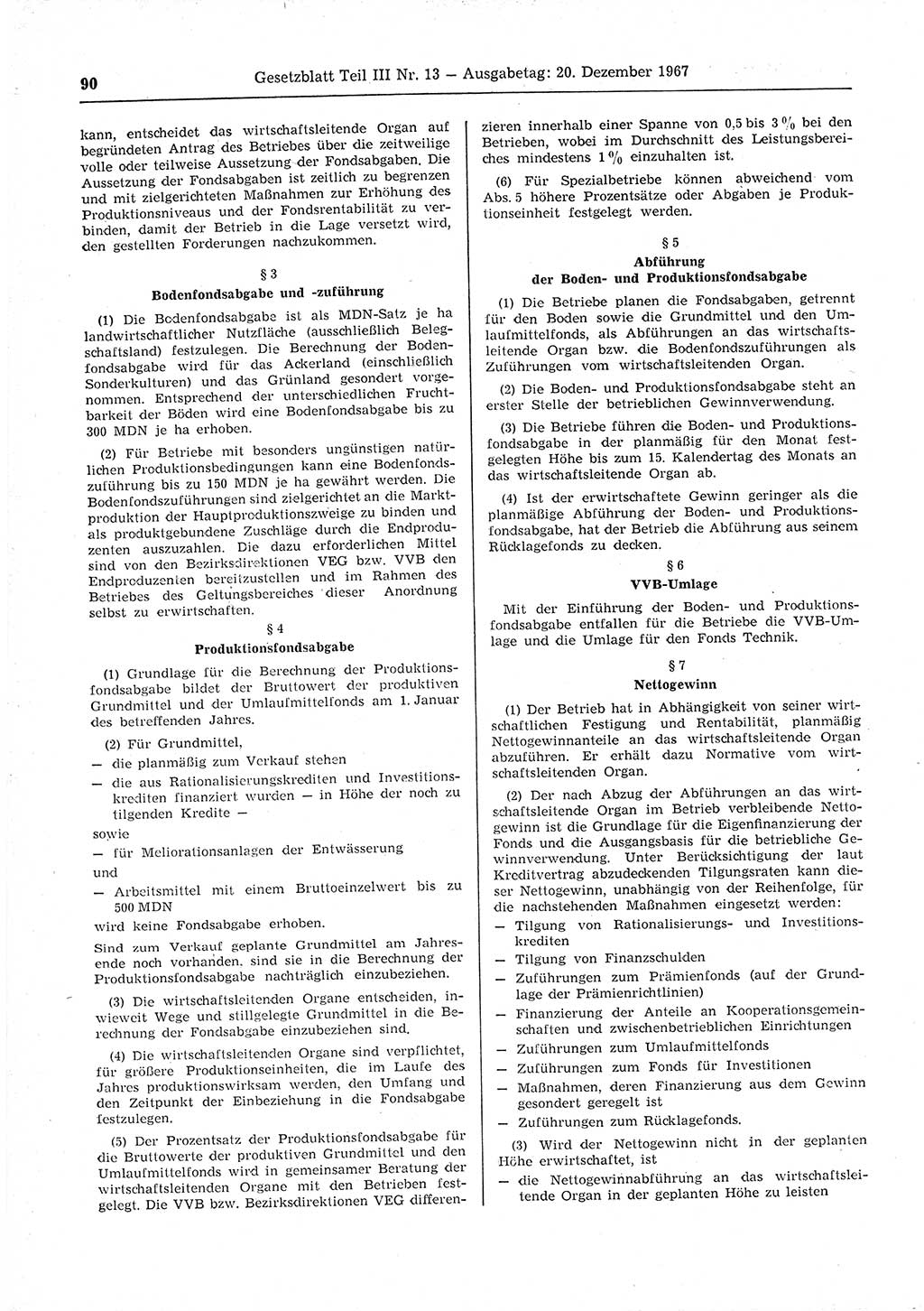 Gesetzblatt (GBl.) der Deutschen Demokratischen Republik (DDR) Teil ⅠⅠⅠ 1967, Seite 90 (GBl. DDR ⅠⅠⅠ 1967, S. 90)