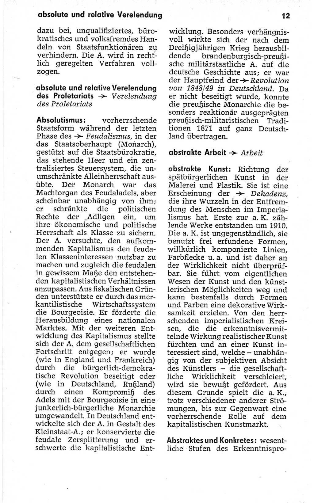 Kleines politisches Wörterbuch [Deutsche Demokratische Republik (DDR)] 1967, Seite 12 (Kl. pol. Wb. DDR 1967, S. 12)
