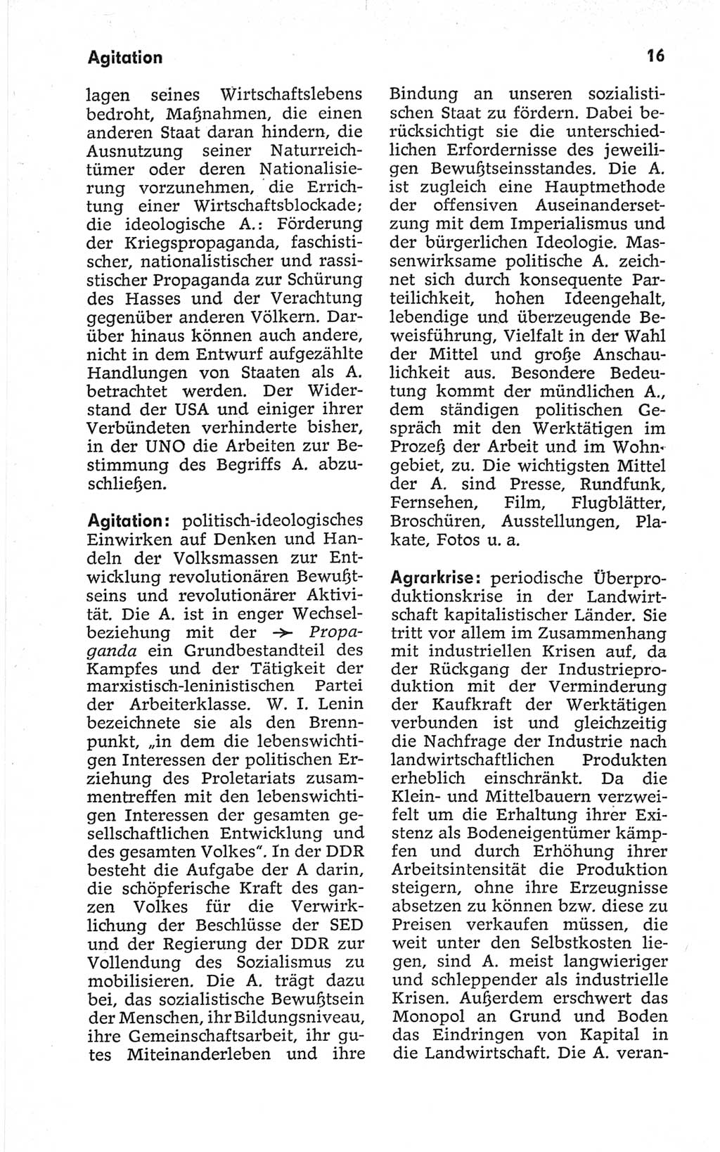 Kleines politisches Wörterbuch [Deutsche Demokratische Republik (DDR)] 1967, Seite 16 (Kl. pol. Wb. DDR 1967, S. 16)