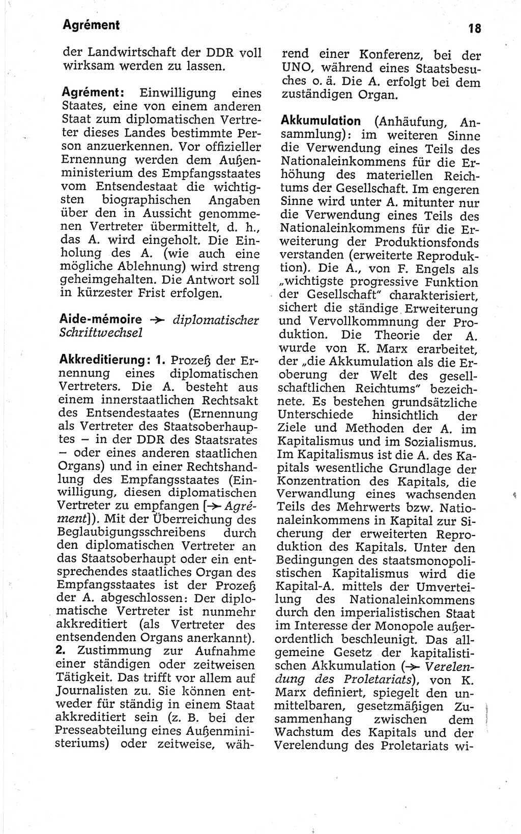 Kleines politisches Wörterbuch [Deutsche Demokratische Republik (DDR)] 1967, Seite 18 (Kl. pol. Wb. DDR 1967, S. 18)