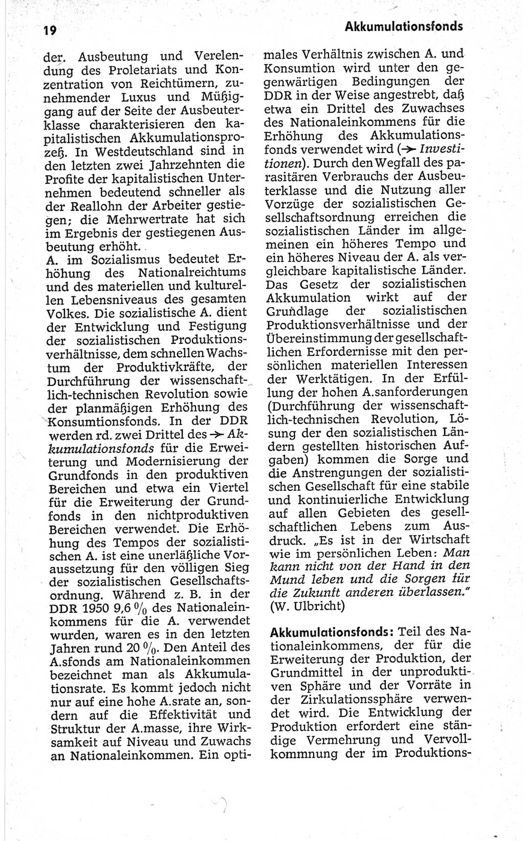 Kleines politisches Wörterbuch [Deutsche Demokratische Republik (DDR)] 1967, Seite 19 (Kl. pol. Wb. DDR 1967, S. 19)