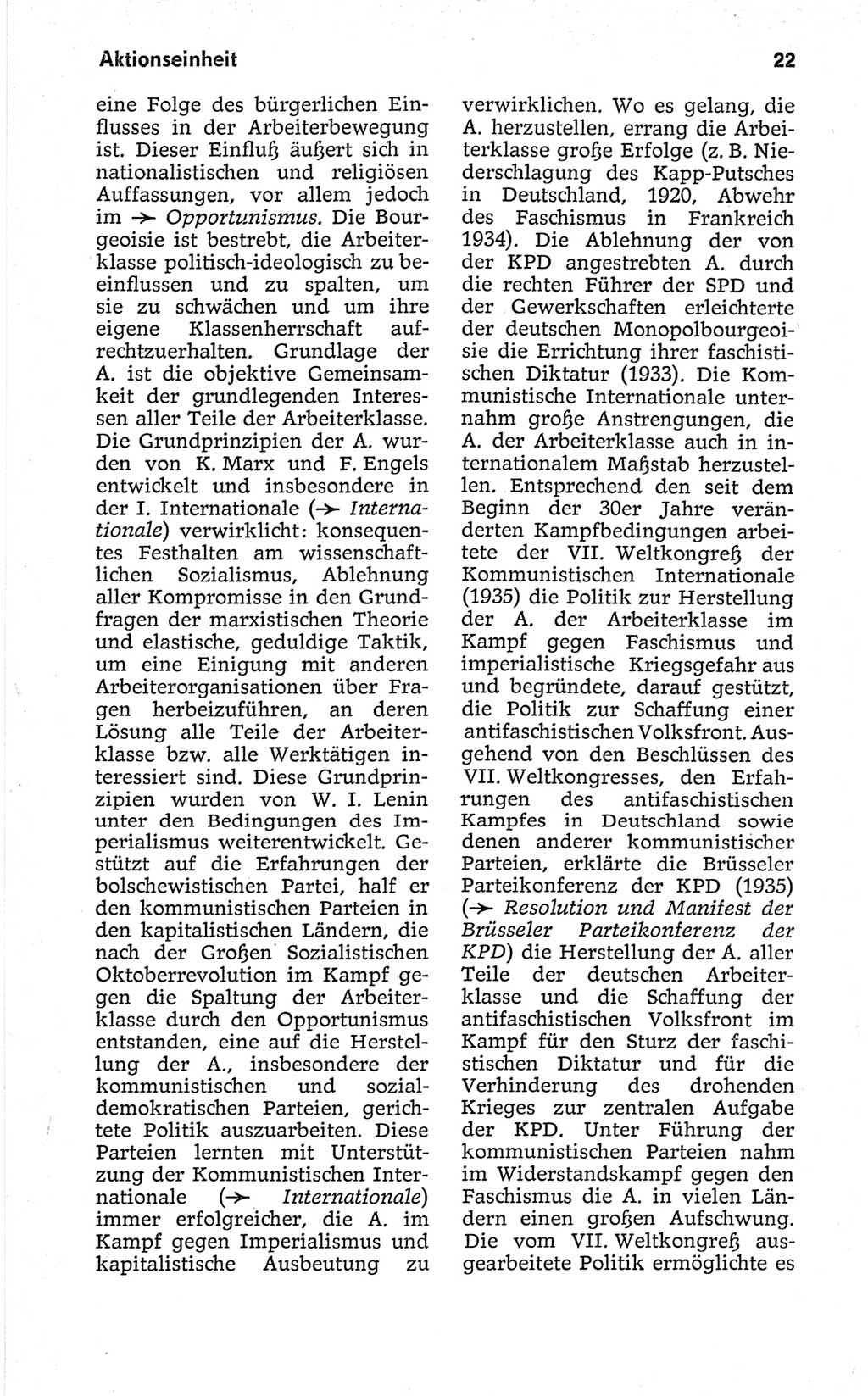 Kleines politisches Wörterbuch [Deutsche Demokratische Republik (DDR)] 1967, Seite 22 (Kl. pol. Wb. DDR 1967, S. 22)