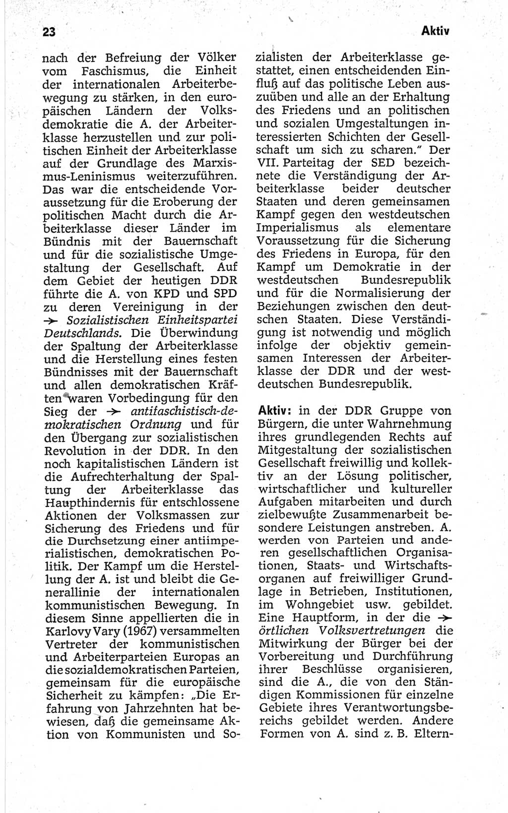 Kleines politisches Wörterbuch [Deutsche Demokratische Republik (DDR)] 1967, Seite 23 (Kl. pol. Wb. DDR 1967, S. 23)