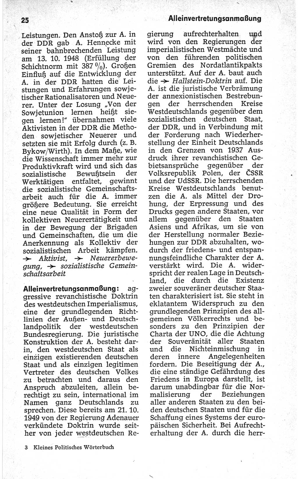 Kleines politisches Wörterbuch [Deutsche Demokratische Republik (DDR)] 1967, Seite 25 (Kl. pol. Wb. DDR 1967, S. 25)