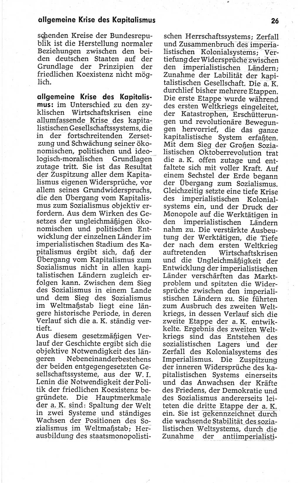 Kleines politisches Wörterbuch [Deutsche Demokratische Republik (DDR)] 1967, Seite 26 (Kl. pol. Wb. DDR 1967, S. 26)