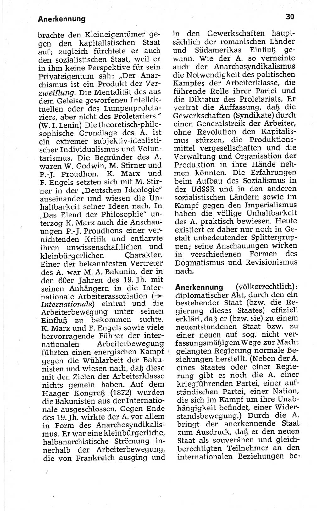 Kleines politisches Wörterbuch [Deutsche Demokratische Republik (DDR)] 1967, Seite 30 (Kl. pol. Wb. DDR 1967, S. 30)