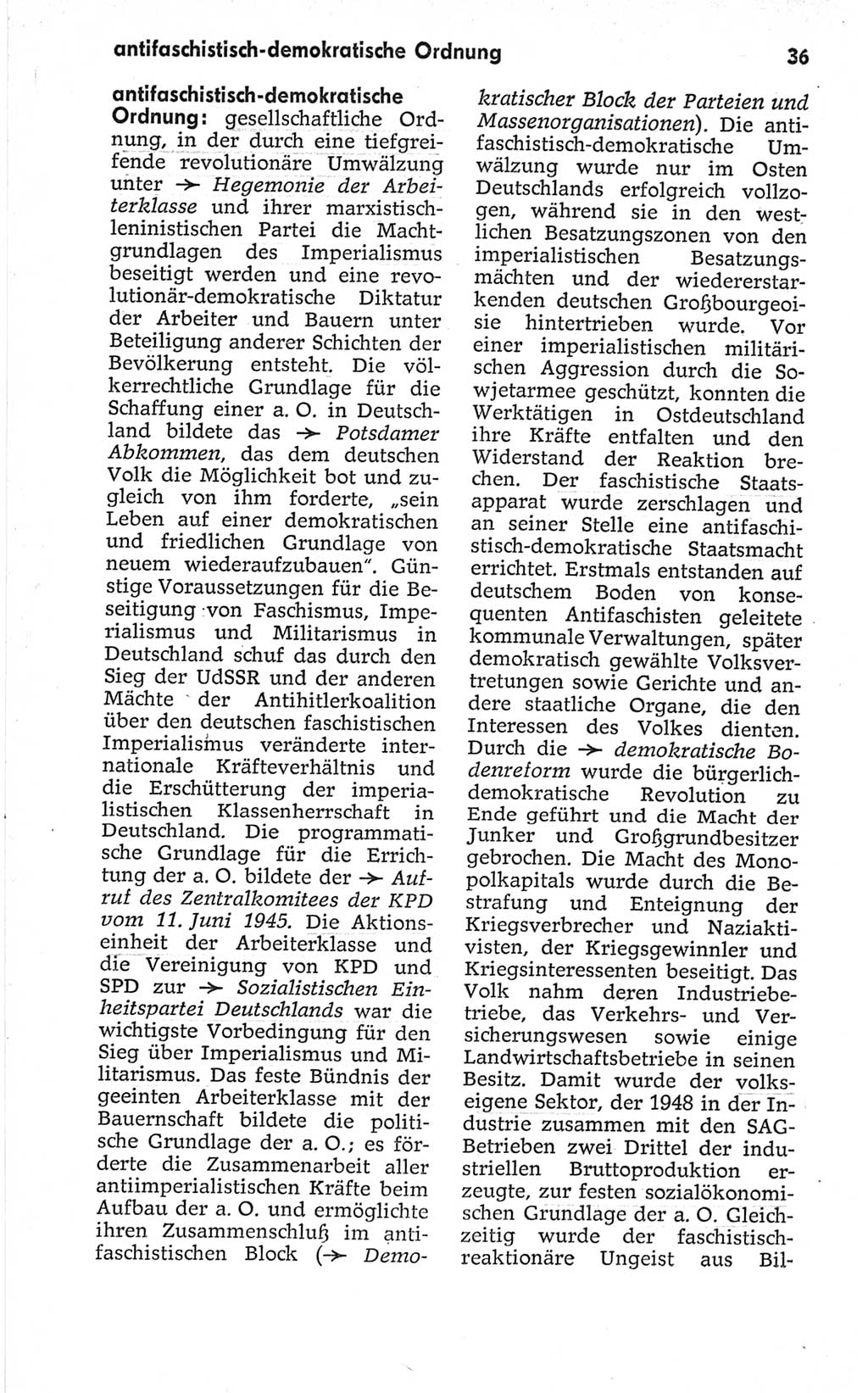 Kleines politisches Wörterbuch [Deutsche Demokratische Republik (DDR)] 1967, Seite 36 (Kl. pol. Wb. DDR 1967, S. 36)