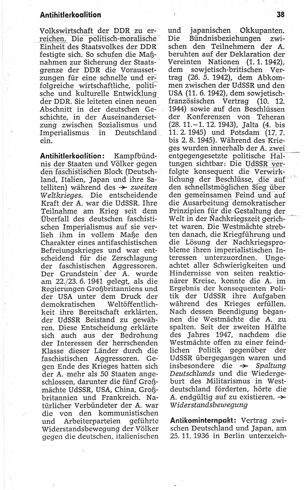 Kleines politisches Wörterbuch [Deutsche Demokratische Republik (DDR)] 1967, Seite 38 (Kl. pol. Wb. DDR 1967, S. 38)