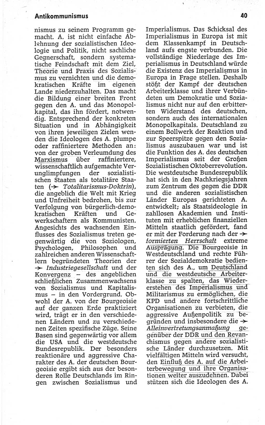 Kleines politisches Wörterbuch [Deutsche Demokratische Republik (DDR)] 1967, Seite 40 (Kl. pol. Wb. DDR 1967, S. 40)