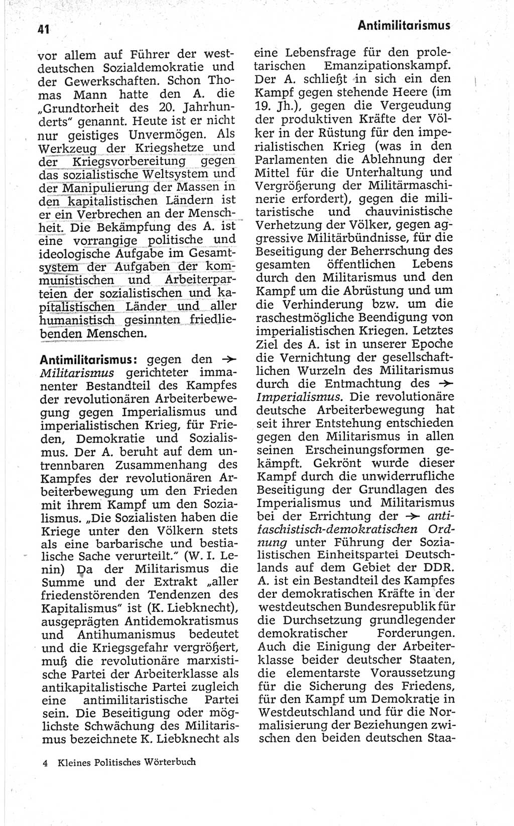 Kleines politisches Wörterbuch [Deutsche Demokratische Republik (DDR)] 1967, Seite 41 (Kl. pol. Wb. DDR 1967, S. 41)
