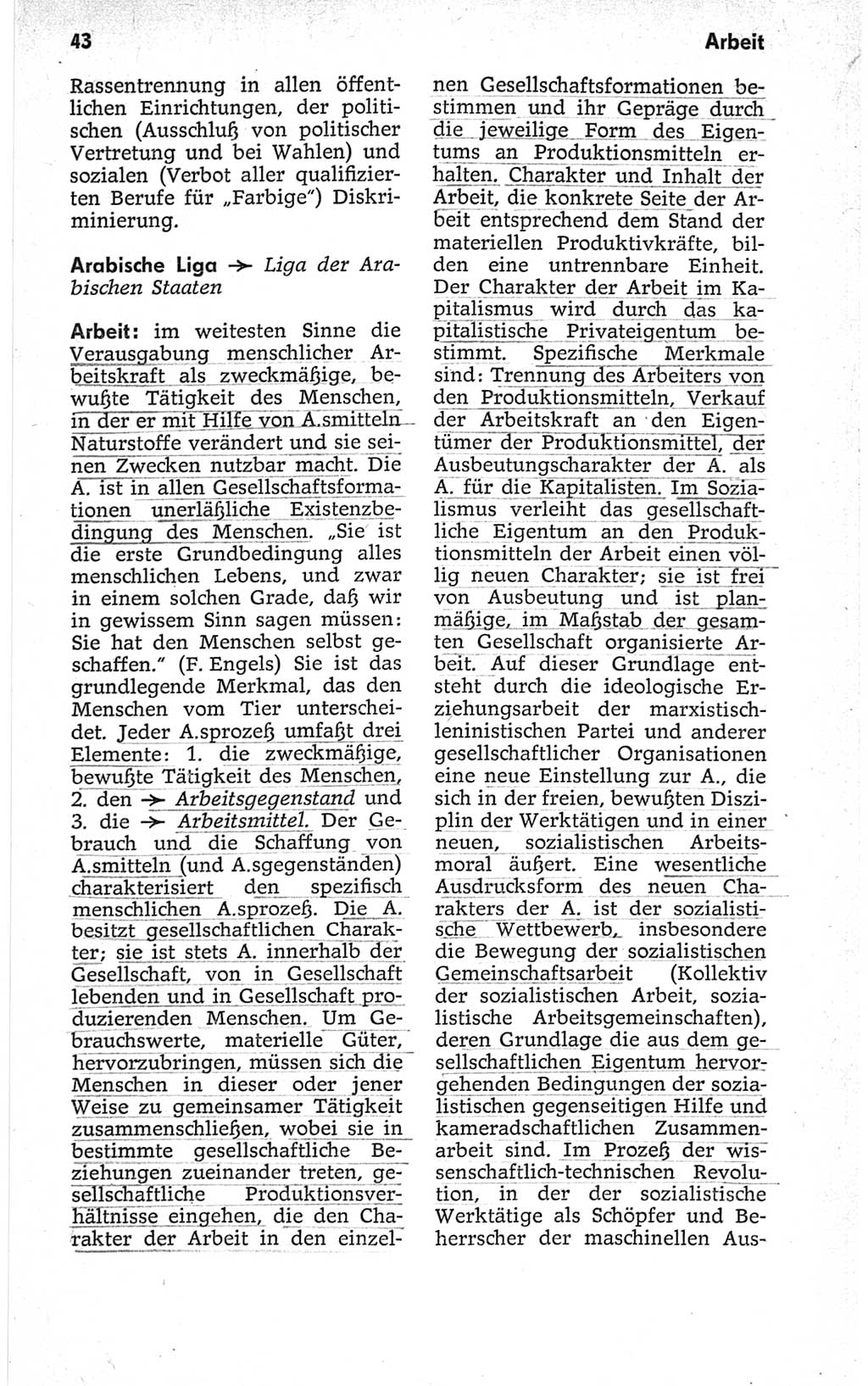 Kleines politisches Wörterbuch [Deutsche Demokratische Republik (DDR)] 1967, Seite 43 (Kl. pol. Wb. DDR 1967, S. 43)
