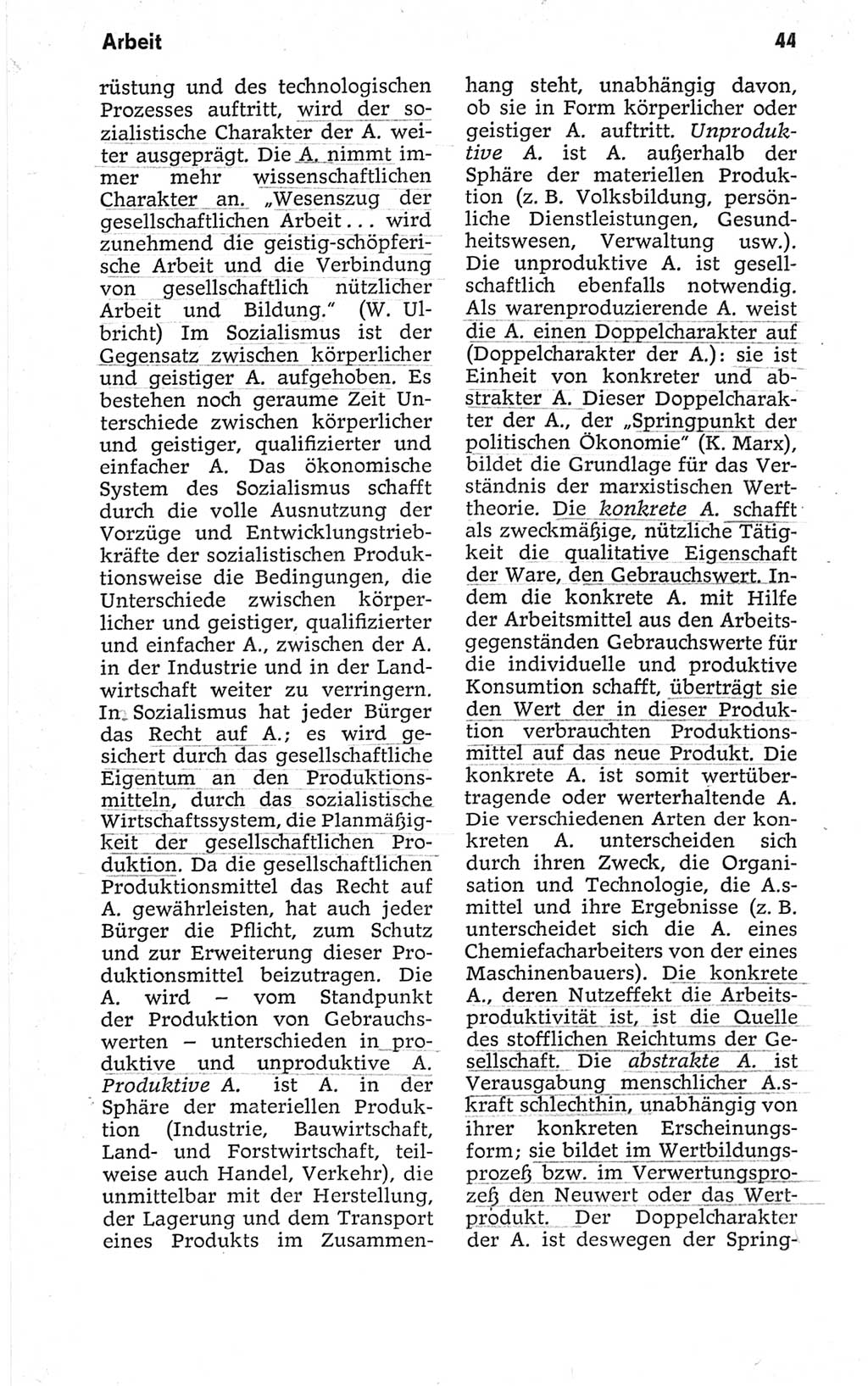 Kleines politisches Wörterbuch [Deutsche Demokratische Republik (DDR)] 1967, Seite 44 (Kl. pol. Wb. DDR 1967, S. 44)