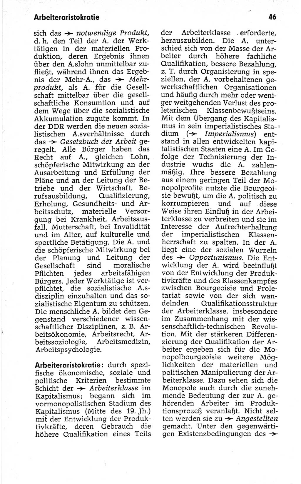 Kleines politisches Wörterbuch [Deutsche Demokratische Republik (DDR)] 1967, Seite 46 (Kl. pol. Wb. DDR 1967, S. 46)