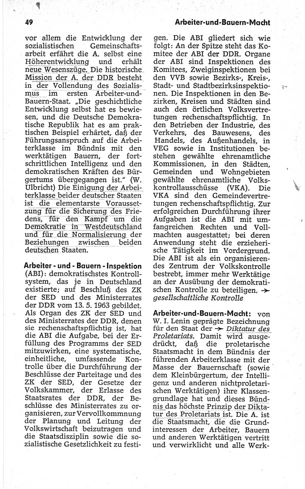 Kleines politisches Wörterbuch [Deutsche Demokratische Republik (DDR)] 1967, Seite 49 (Kl. pol. Wb. DDR 1967, S. 49)