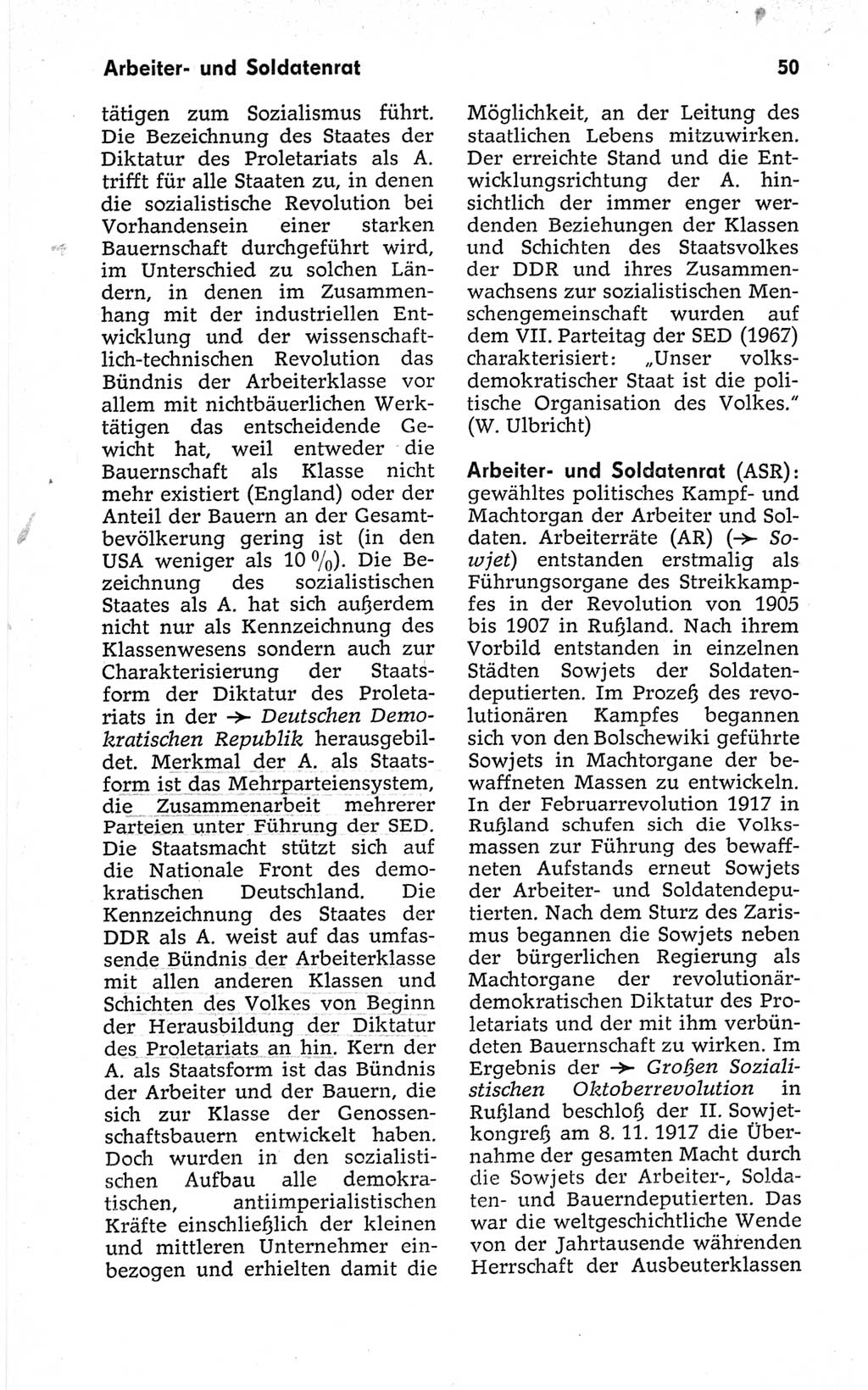 Kleines politisches Wörterbuch [Deutsche Demokratische Republik (DDR)] 1967, Seite 50 (Kl. pol. Wb. DDR 1967, S. 50)
