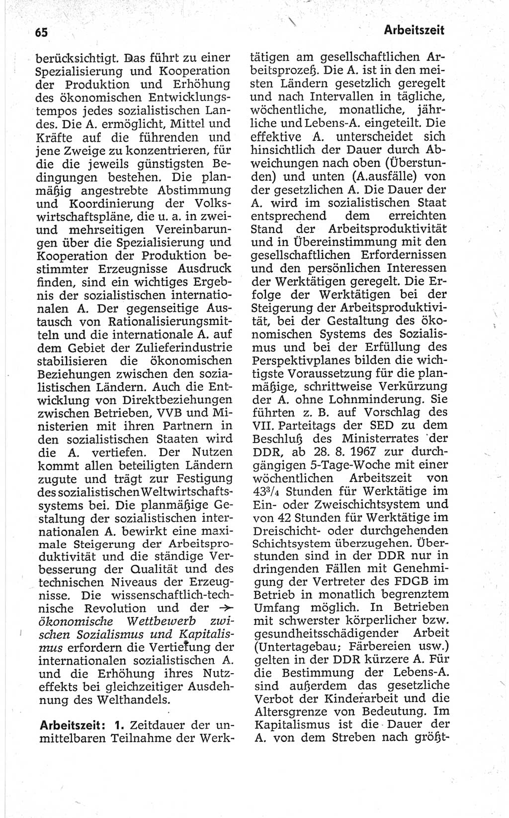 Kleines politisches Wörterbuch [Deutsche Demokratische Republik (DDR)] 1967, Seite 65 (Kl. pol. Wb. DDR 1967, S. 65)