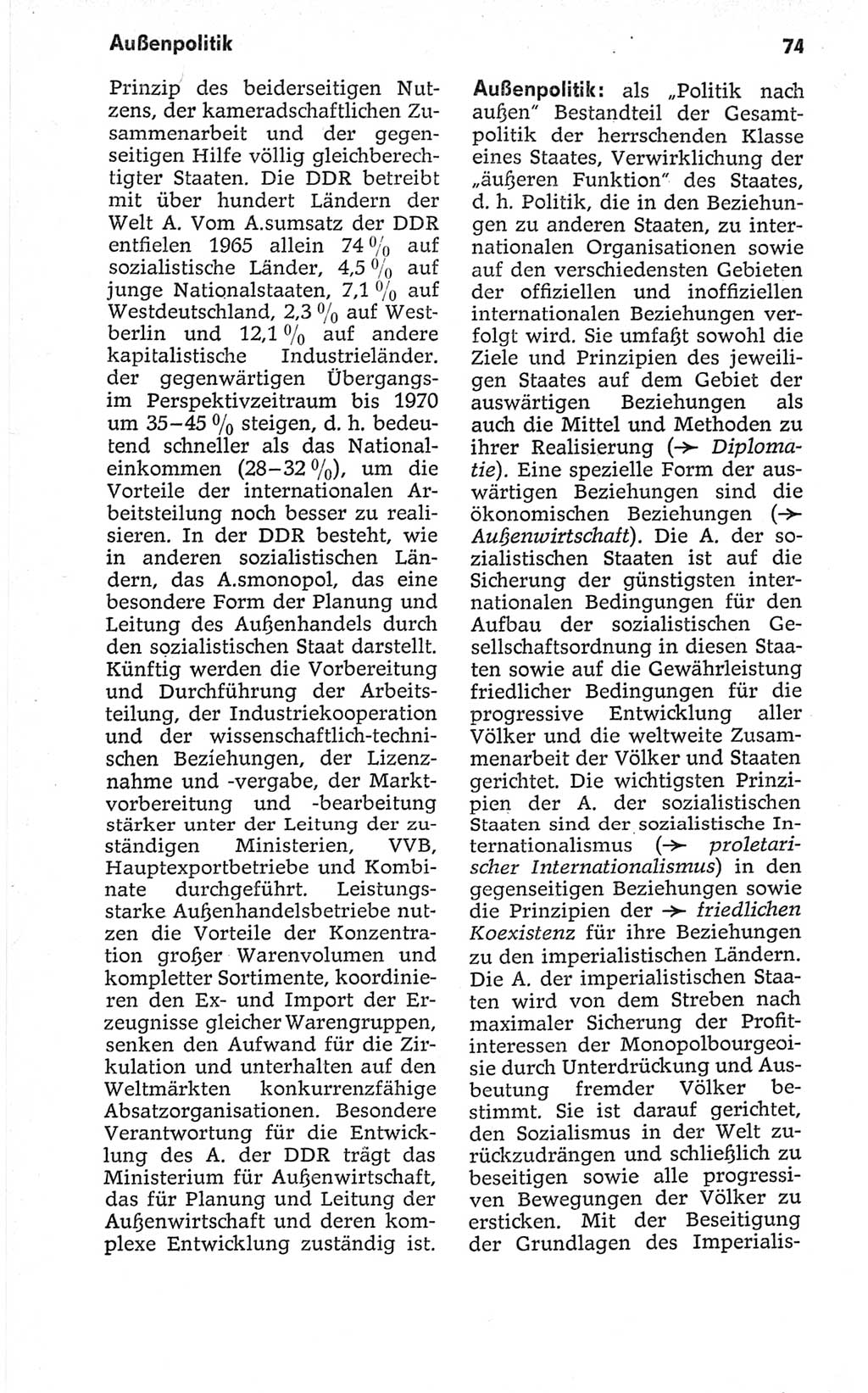 Kleines politisches Wörterbuch [Deutsche Demokratische Republik (DDR)] 1967, Seite 74 (Kl. pol. Wb. DDR 1967, S. 74)