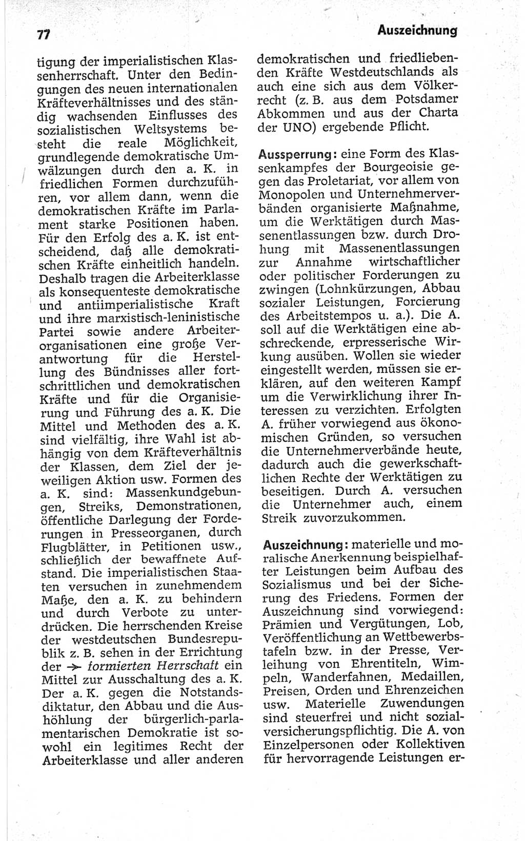 Kleines politisches Wörterbuch [Deutsche Demokratische Republik (DDR)] 1967, Seite 77 (Kl. pol. Wb. DDR 1967, S. 77)