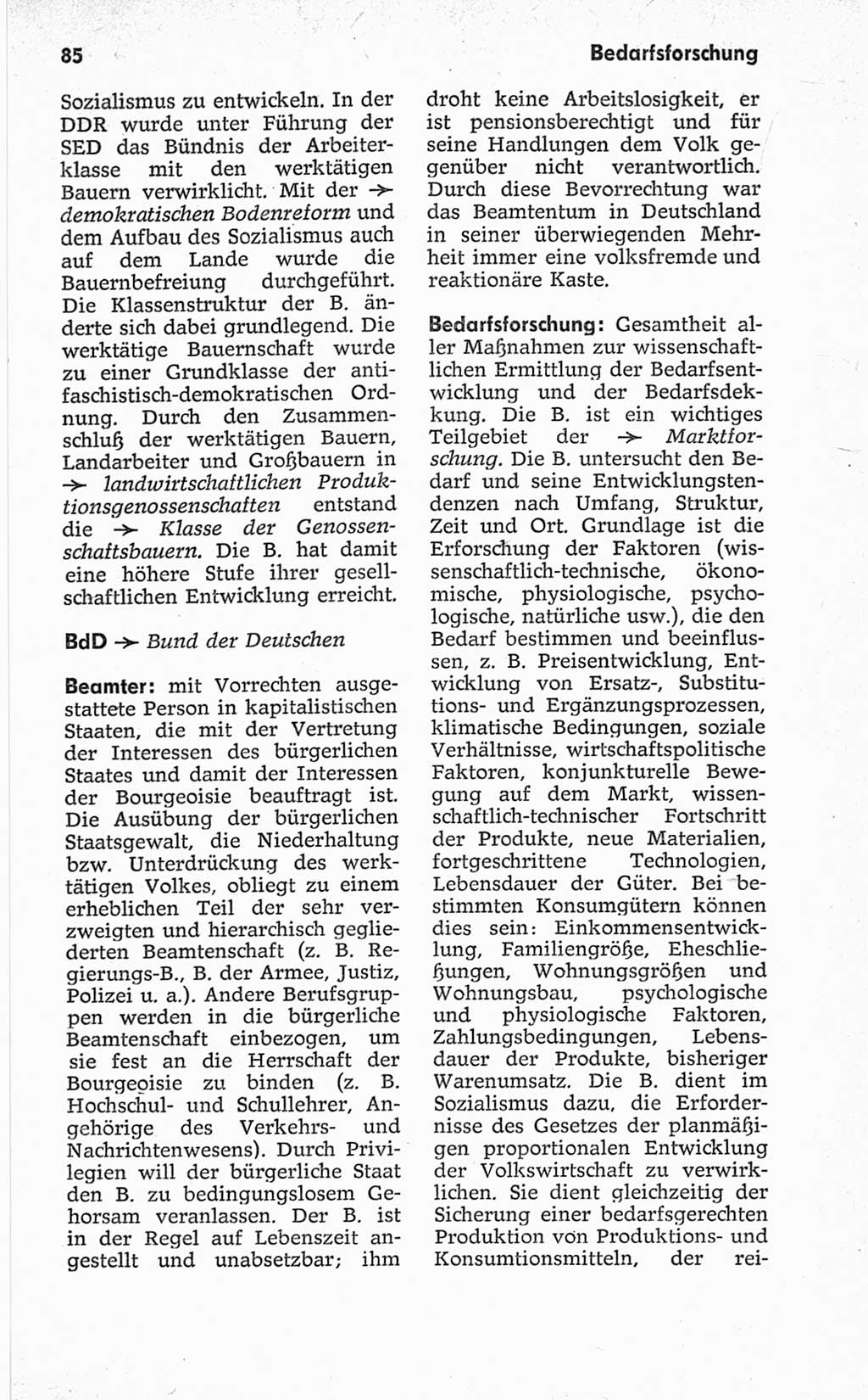 Kleines politisches Wörterbuch [Deutsche Demokratische Republik (DDR)] 1967, Seite 85 (Kl. pol. Wb. DDR 1967, S. 85)