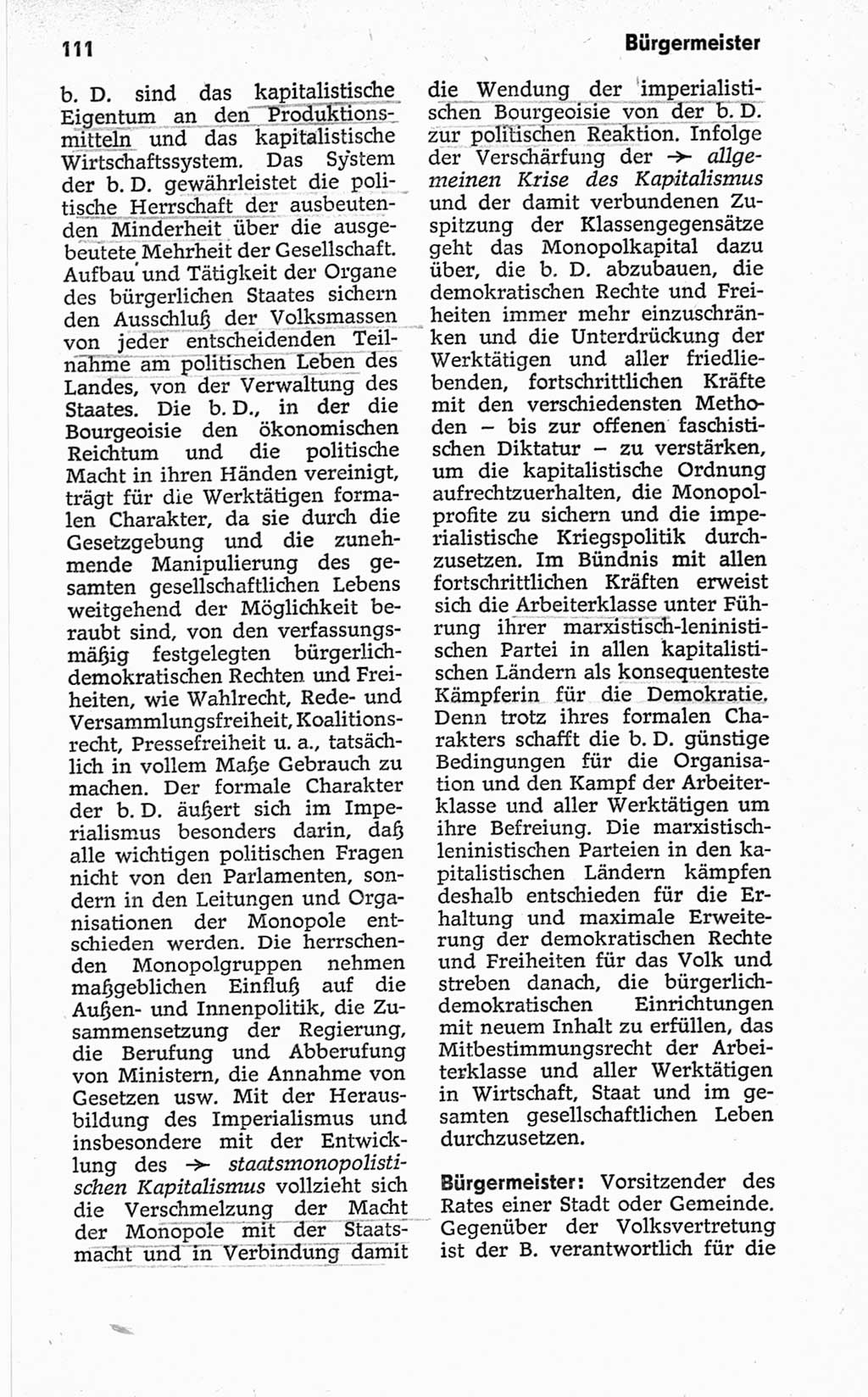 Kleines politisches Wörterbuch [Deutsche Demokratische Republik (DDR)] 1967, Seite 111 (Kl. pol. Wb. DDR 1967, S. 111)