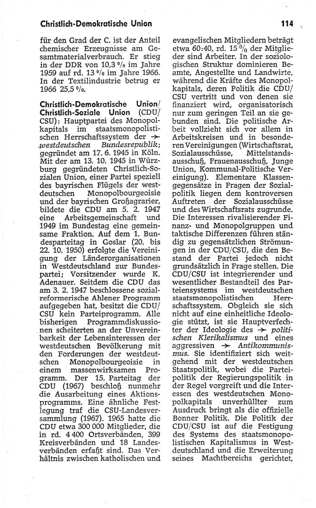 Kleines politisches Wörterbuch [Deutsche Demokratische Republik (DDR)] 1967, Seite 114 (Kl. pol. Wb. DDR 1967, S. 114)