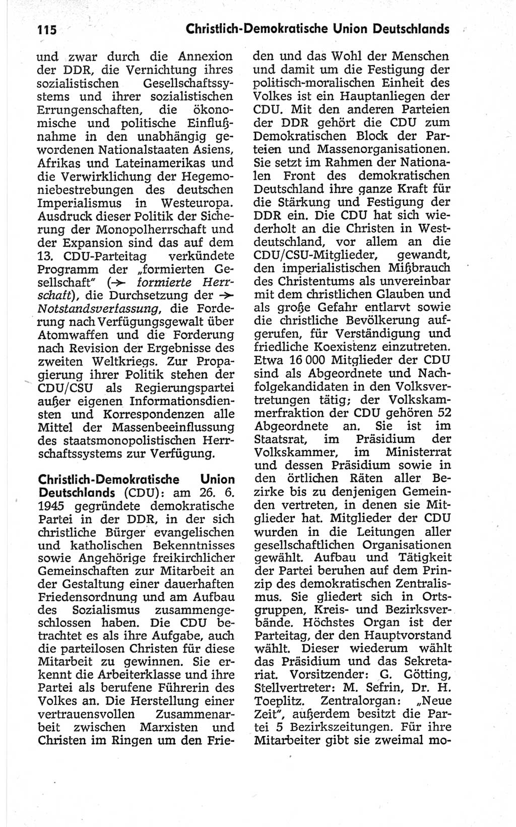 Kleines politisches Wörterbuch [Deutsche Demokratische Republik (DDR)] 1967, Seite 115 (Kl. pol. Wb. DDR 1967, S. 115)