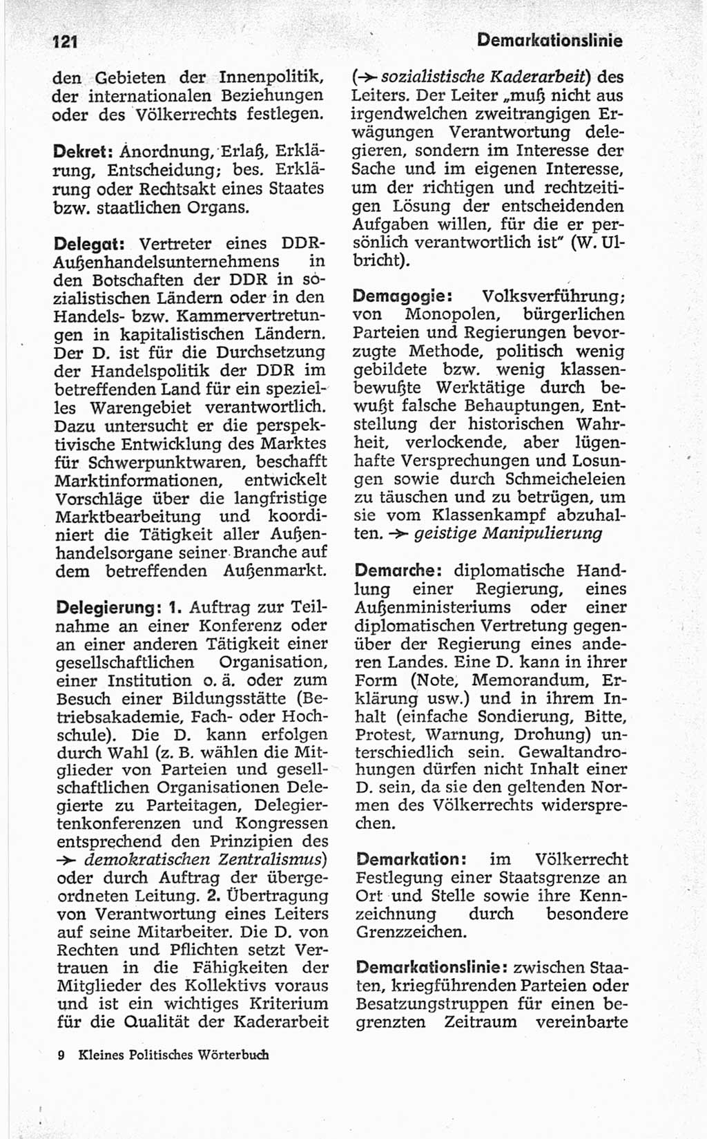 Kleines politisches Wörterbuch [Deutsche Demokratische Republik (DDR)] 1967, Seite 121 (Kl. pol. Wb. DDR 1967, S. 121)