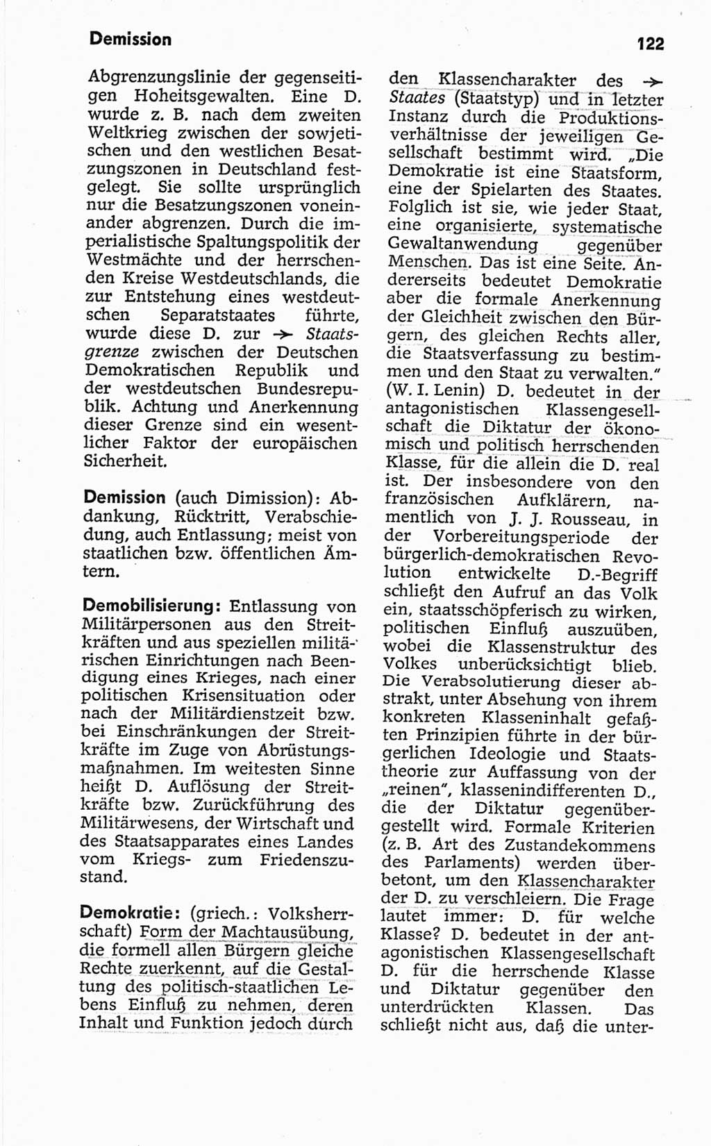 Kleines politisches Wörterbuch [Deutsche Demokratische Republik (DDR)] 1967, Seite 122 (Kl. pol. Wb. DDR 1967, S. 122)