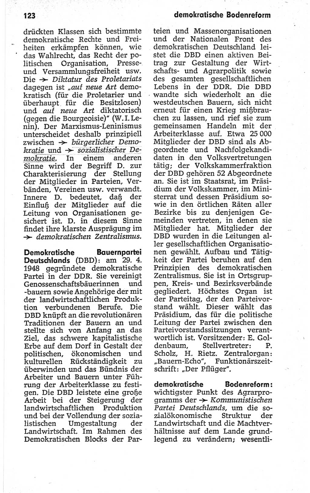 Kleines politisches Wörterbuch [Deutsche Demokratische Republik (DDR)] 1967, Seite 123 (Kl. pol. Wb. DDR 1967, S. 123)