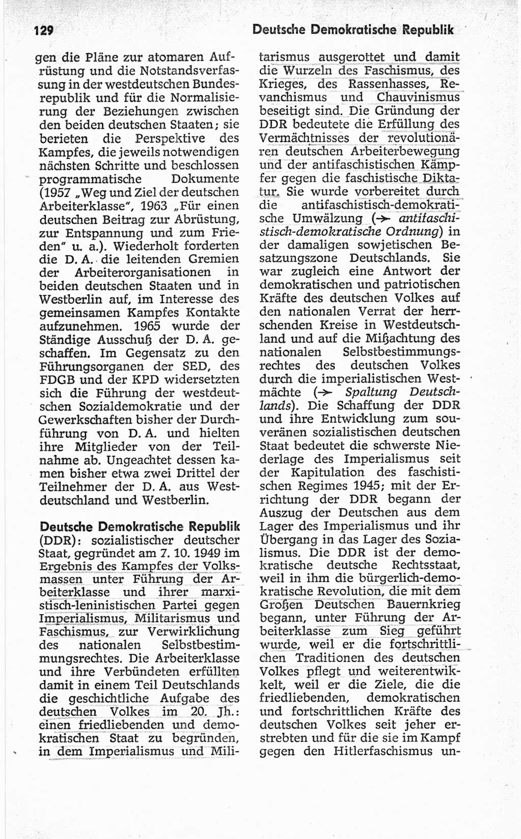 Kleines politisches Wörterbuch [Deutsche Demokratische Republik (DDR)] 1967, Seite 129 (Kl. pol. Wb. DDR 1967, S. 129)