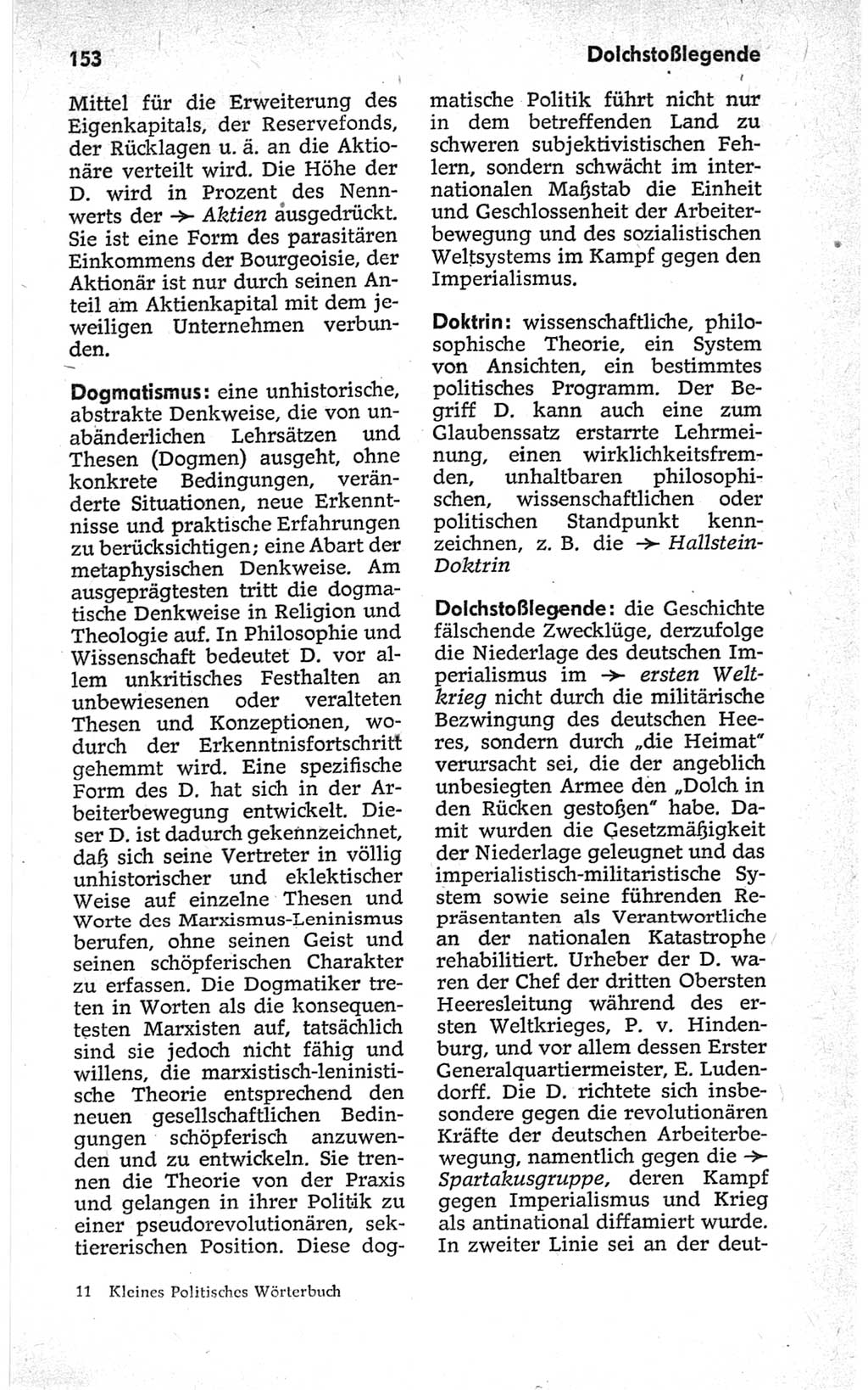 Kleines politisches Wörterbuch [Deutsche Demokratische Republik (DDR)] 1967, Seite 153 (Kl. pol. Wb. DDR 1967, S. 153)
