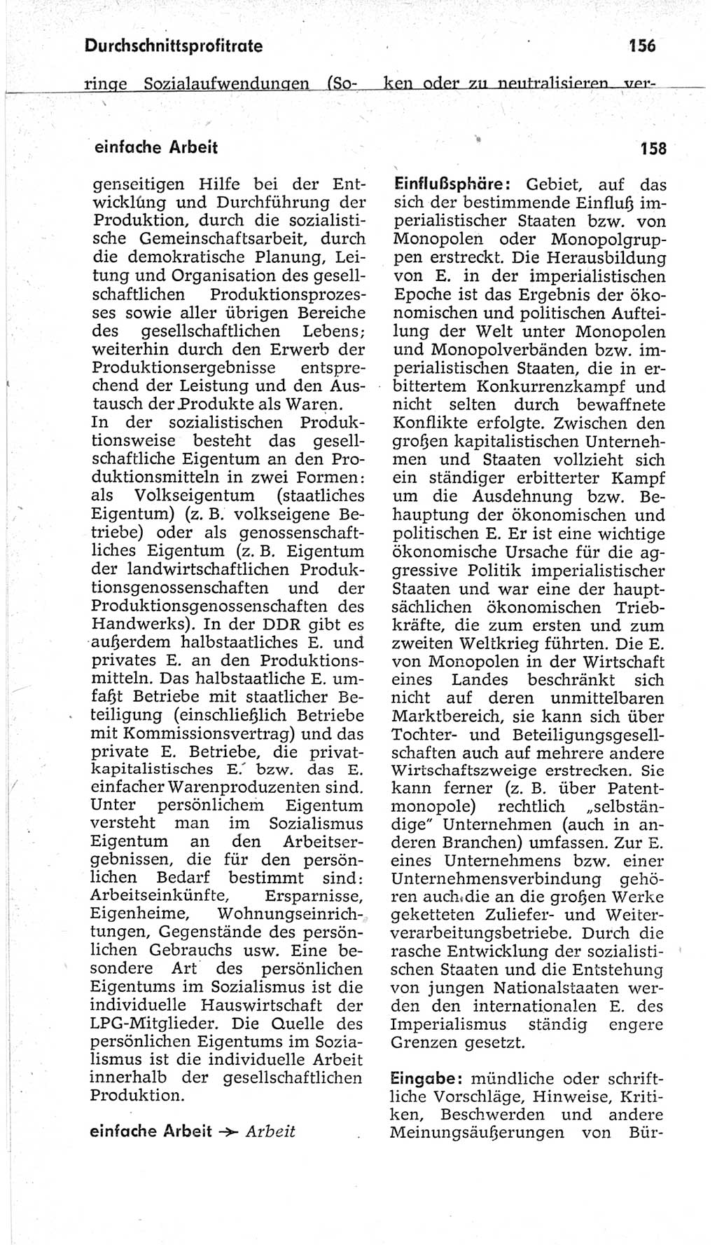 Kleines politisches Wörterbuch [Deutsche Demokratische Republik (DDR)] 1967, Seite 156 (Kl. pol. Wb. DDR 1967, S. 156)